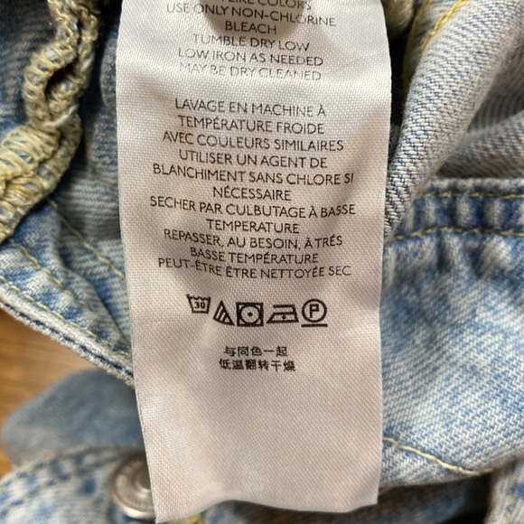 NWT We The Free Denim Overalls Size Small Blue Wide Leg Distressed Lyocell - Picture 11 of 13